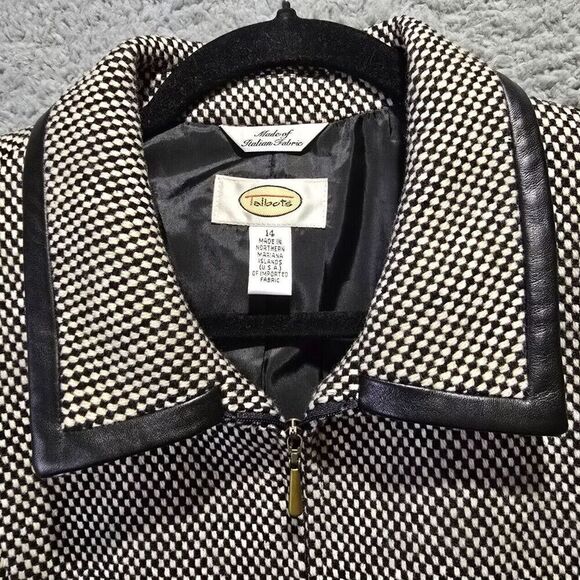 Talbots Jacket 14 Italian Wool Leather Tweed Office Siren Church Secretary - Picture 3 of 14